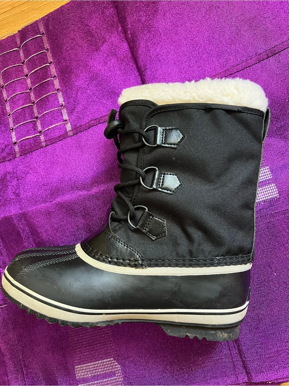 Sorel Kids Black Waterproof Winter Boots with Sherpa Lining USA 5